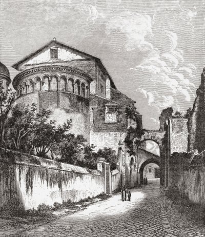 Kirken Santi Giovanni e Paolo, Celian Hill, Rom, Italien i slutningen af det 19. århundrede. Fra Italian Pictures af Rev. Samuel Manning, udgivet ca. 1890. af Reverend Samuel Manning