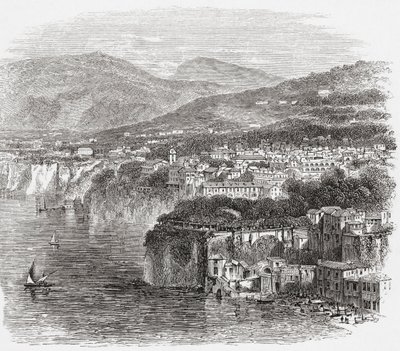 Udsigt over Sorrento, Campania, Syditalien, i slutningen af det 19. århundrede. Fra Italian Pictures af Rev. Samuel Manning, udgivet ca. 1890. af Reverend Samuel Manning