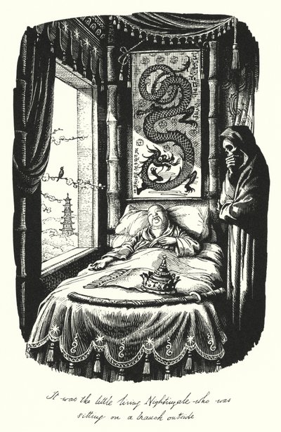 HC Andersen: Nattergalen (litho) af Rex (after) Whistler