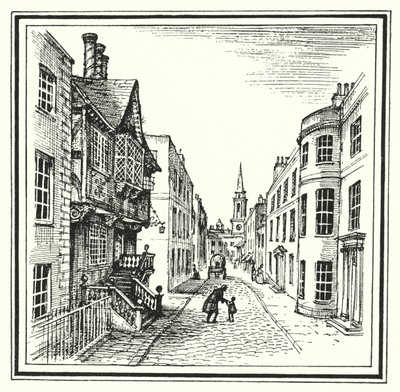 HC Andersen: Det gamle hus (litho) af Rex (after) Whistler
