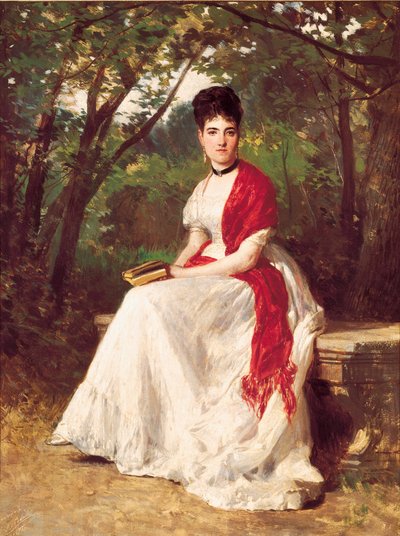 Portræt af Teresa Vergara, malerens hustru. Maleri af Ricardo Balaca og Ears-canseco (1844-1880). 1875. Madrid. Lazarus Galdiano Foundation. af Ricardo Balaca y Canseco