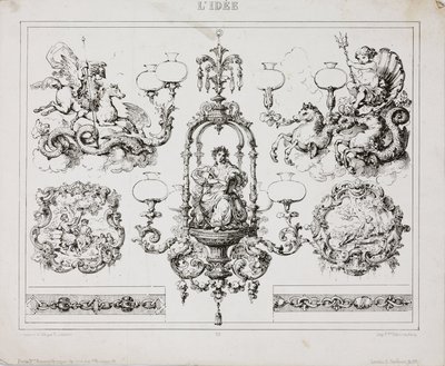 Gas- eller olielysekroner, Paris, Frankrig, ca 1860 af John Pardon