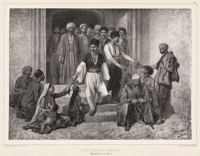 Tatarer, der kommer ud af moskeen, Baghtcheh-Sarai, Krim af John Pardon
