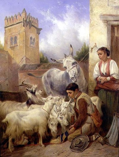 Fodring af geder i Alhambra af Richard Ansdell