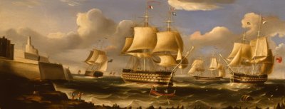 H.M.S.Queen in Valetta / maleri af R.B.Spencer, 1848 af Richard B. Spencer