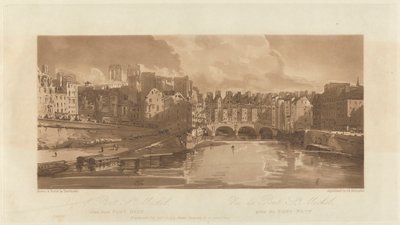 Udsigt over Pont St. Michael, hentet fra Pont Neuf, 1803 af Richard Banks Harraden