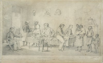 Protector of Slaves Office, Trinidad, ca. 1833 (grafit på vævet papir) af Richard Bridgens