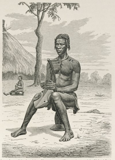 A Harp Player of the Azandeh eller Nyam-Nyams, fra 
