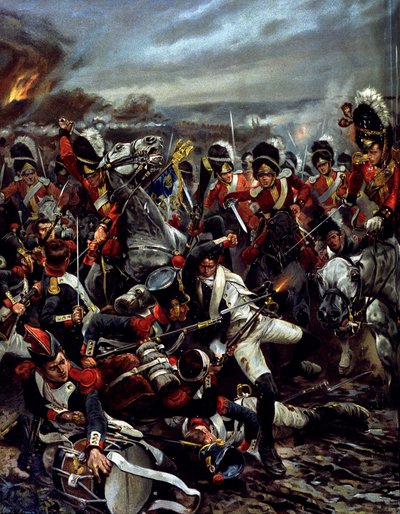 The Charge of the Scots in Waterloo - maleri af Caton Woodville af Richard Caton (after) Woodville