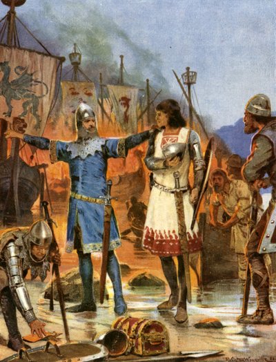 Fitzstephen brænder sine både af Richard Caton II (after) Woodville