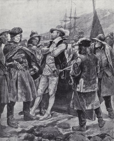 Sir Humphrey Gilbert opdager Newfoundland af Richard Caton II (after) Woodville