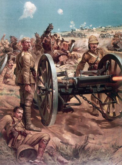Det sidste skud på Colenso, løjtnant Roberts tjener sin VC (farve litho) af Richard Caton II (after) Woodville
