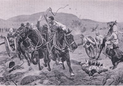 Feltartilleri kommer i aktion (litho) af Richard Caton II Woodville