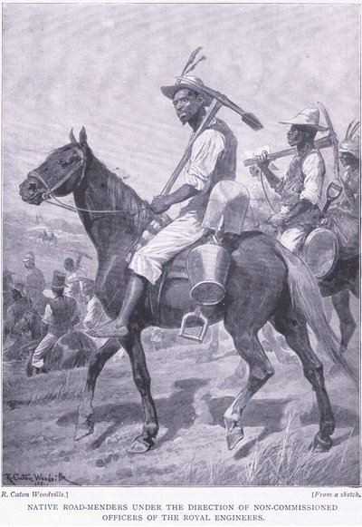 Native road menders, fra After Pretoria: The Guerilla War udgivet af Harmsworth Bros Limited, 1901 af Richard Caton Woodville