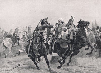Angrebet på Sir Ralph Abercrombie af de franske dragoner, illustration fra 