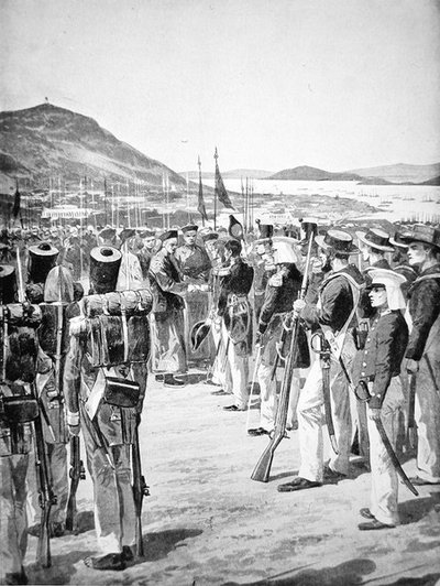 Overdragelsen af Hong Kong til briterne i 1841 af Richard Caton Woodville