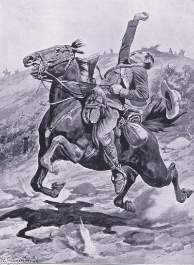 Yeomans sidste tur, illustration fra After Pretoria: The Guerilla War, 1902 af Richard Caton Woodville