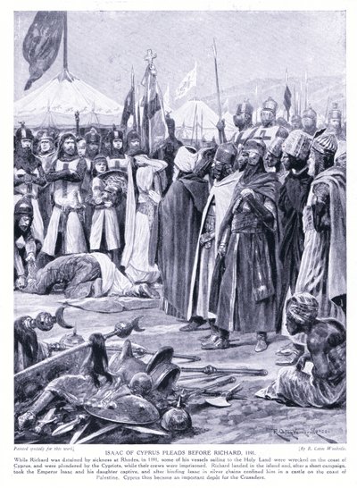 Isaac af Cypern bønfalder for Richard I AD1191, 1920