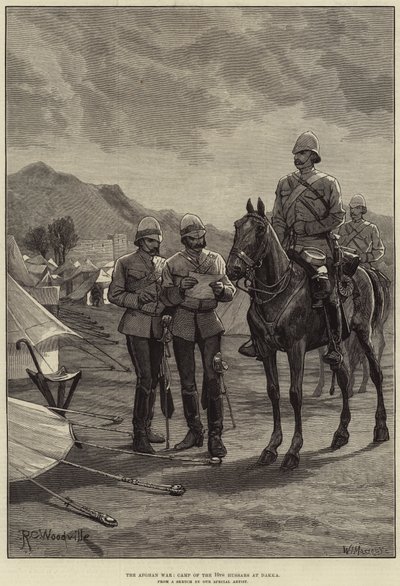 Den afghanske krig, lejr for 10. husarer ved Dakka af Richard Caton Woodville junior