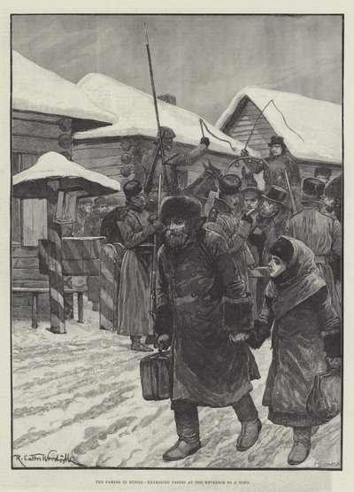 Hungersnøden i Rusland, der undersøger pas ved indgangen til en by af Richard Caton Woodville junior