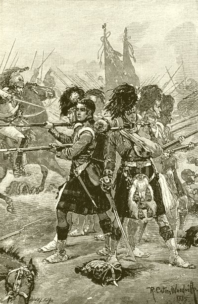 The Forty-Second Highlanders på Quatre Bras af Richard Caton Woodville junior