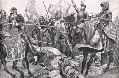 The Last Stand af John II France ved slaget ved Poitiers, illustration fra 