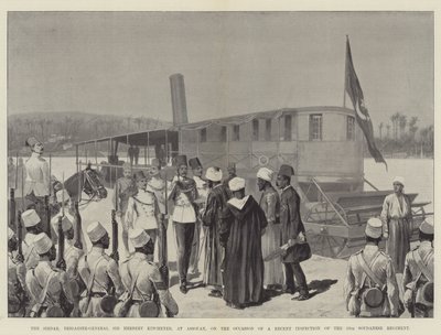 Sirdaren, brigadegeneral Sir Herbert Kitchener, i Assouan i forbindelse med en nylig inspektion af det 10. soudanesiske regiment af Richard Caton Woodville junior