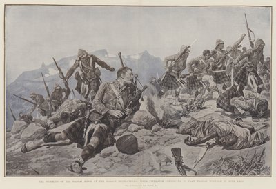 Gordon Highlanders storming af Dargai Ridge, Piper Findlater fortsatte med at spille, selv om han var såret i begge ben af Richard Caton Woodville junior