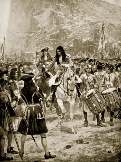 Overgivelsen af Gibraltar til englænderne, 24. juli 1704, illustration fra 
