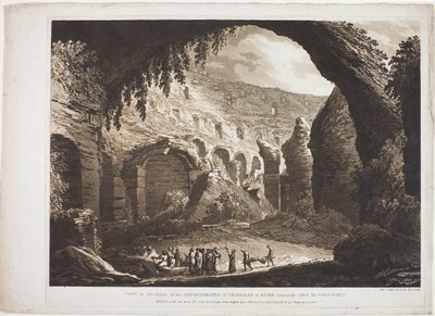 Udsigt til indersiden af Vespasians amfiteater i Rom (kaldet "Colosseo") af Richard Cooper II