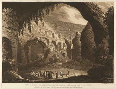 Udsigt i det indre af Amphitheatre of Vespasion i Rom, almindeligvis kaldet Colosseo af Richard Cooper the Elder