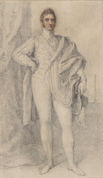 Portræt af George, 5. hertug af Marlborough, med Blenheim i det fjerne, 1817-21. af Richard Cosway