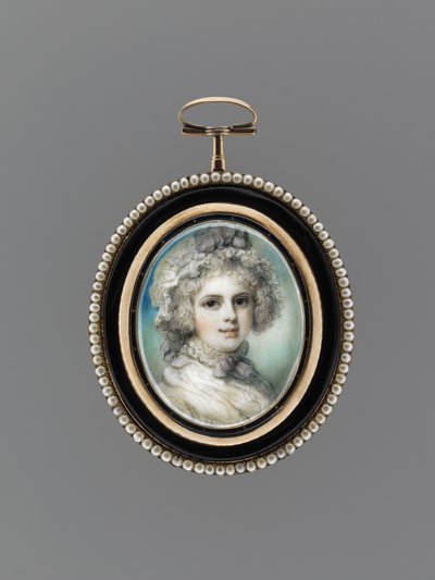 Portrait of a Woman, ca. 1785 (akvarel på elfenben, 9 karat rosa guld, frøperler, emalje og glas) af Richard Cosway