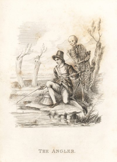 Dødens skelet og lystfiskeren. ,1827 (gravering) af Richard Dagley