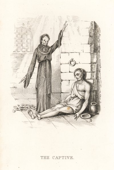 Dødens og den fangedes skelet. ,1827 (gravering) af Richard Dagley