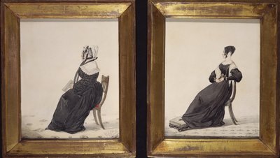 To portrætter af enker, 1837 (wc og blyant på papir) af Richard Dighton