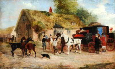 Coach Scene, ca. 1875 (olie på lærred) af Richard Dodd Widdas