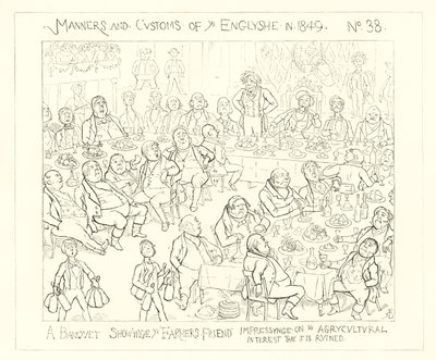 1849, En banket, der viser landmændenes ven, som indtryk af, at landbruget er ødelagt af Richard Doyle