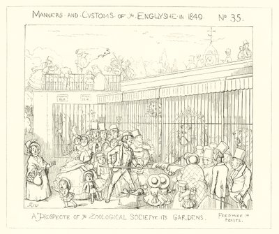 1849, En udsigt over Zoological Societys Gardens af Richard Doyle