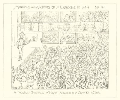 1849, Et teater, der viser huset underholdt af den komiske skuespiller af Richard Doyle