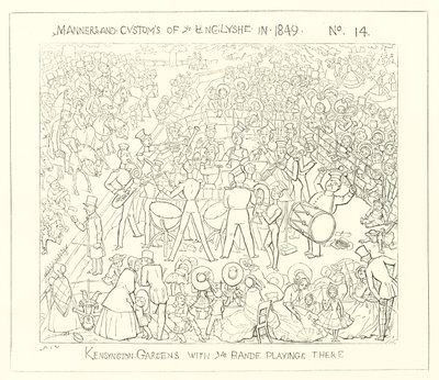 1849, Kensington Gardens med orkesteret i gang af Richard Doyle