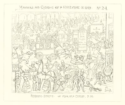 1849, Regent Street klokken fire om eftermiddagen af Richard Doyle