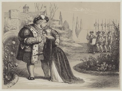 Kritisk øjeblik i Catherine Parrs liv (akvatint) af Richard Doyle