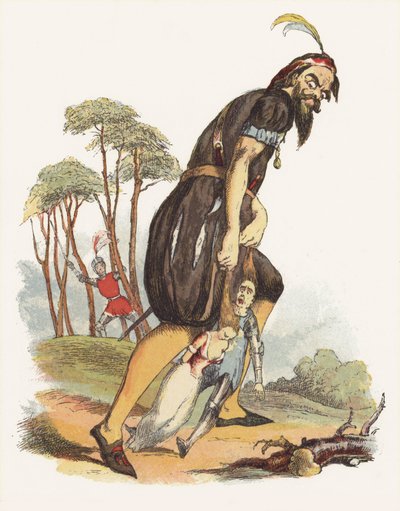 Illustration til Jack The Giant Killer (farve litho) af Richard Doyle