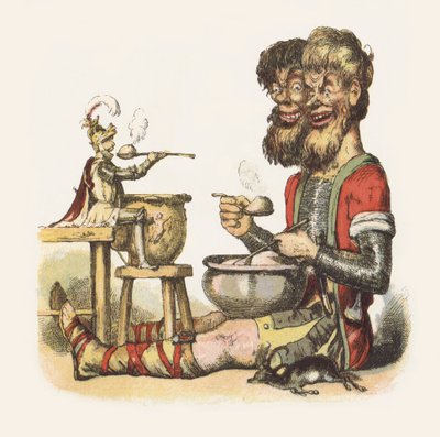 Illustration til Jack The Giant Killer (farve litho) af Richard Doyle