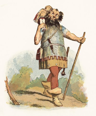 Illustration til Jack The Giant Killer (farve litho) af Richard Doyle