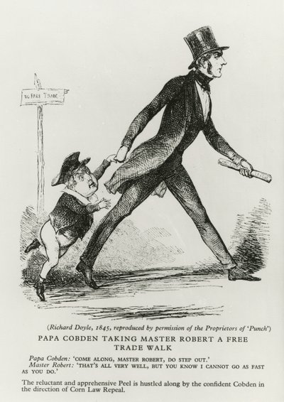 Papa Cobden tager Master Robert på en frihandelsvandring, 1845 af Richard Doyle