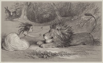 Una og løven (akvatint) af Richard Doyle