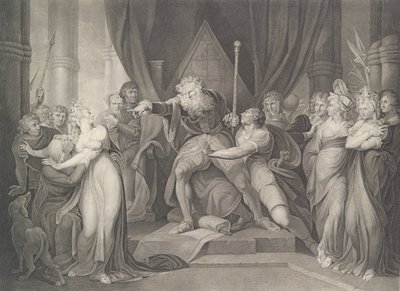 King Lear Casting Out His Daughter Cordelia Shakespeare, K..., udgivet første gang 1792, genudgivet 1852. af Richard Earlom
