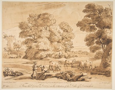 Landskab med hyrde og hyrdinde, 1776. af Richard Earlom